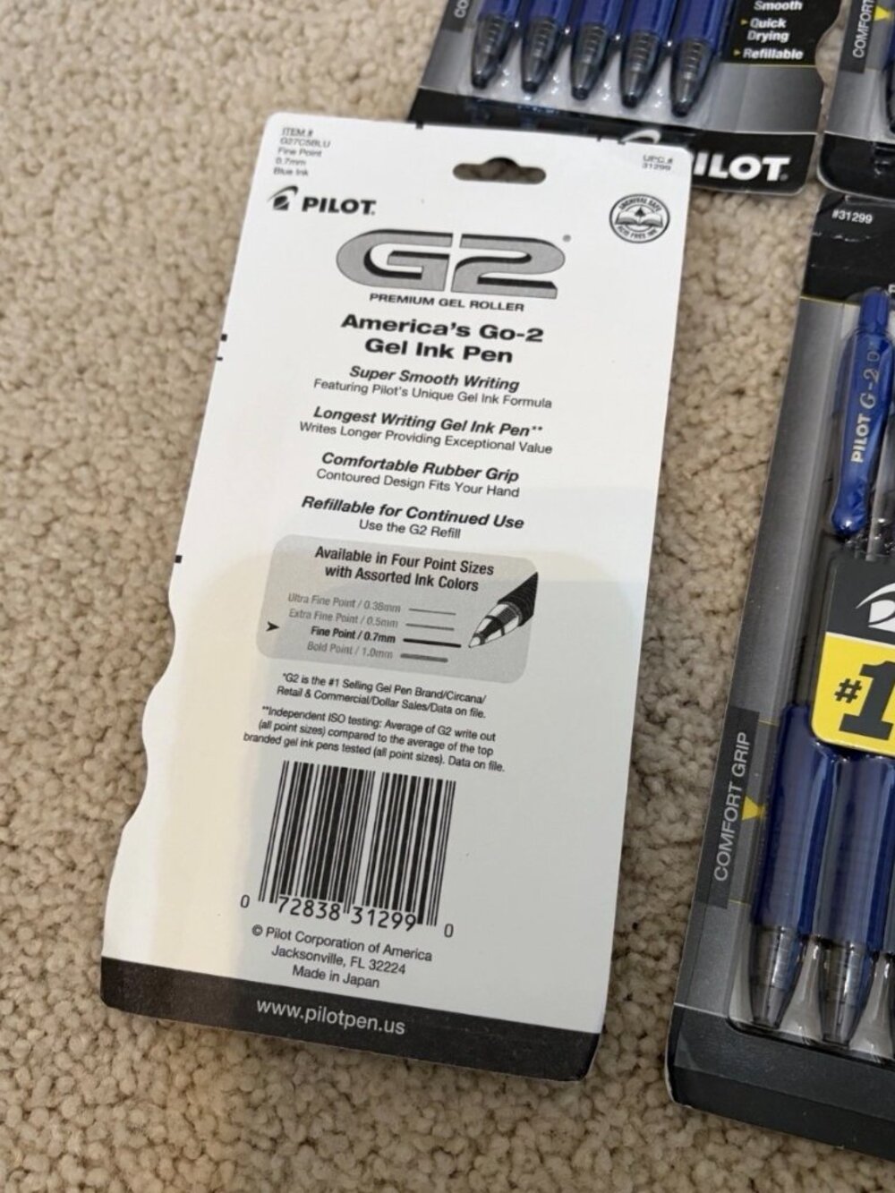 Pilot G2 Premium Gel Roller Pens 0.7mm Blue Ink Lot of 25, NEW SEALED - Picture 2 of 2